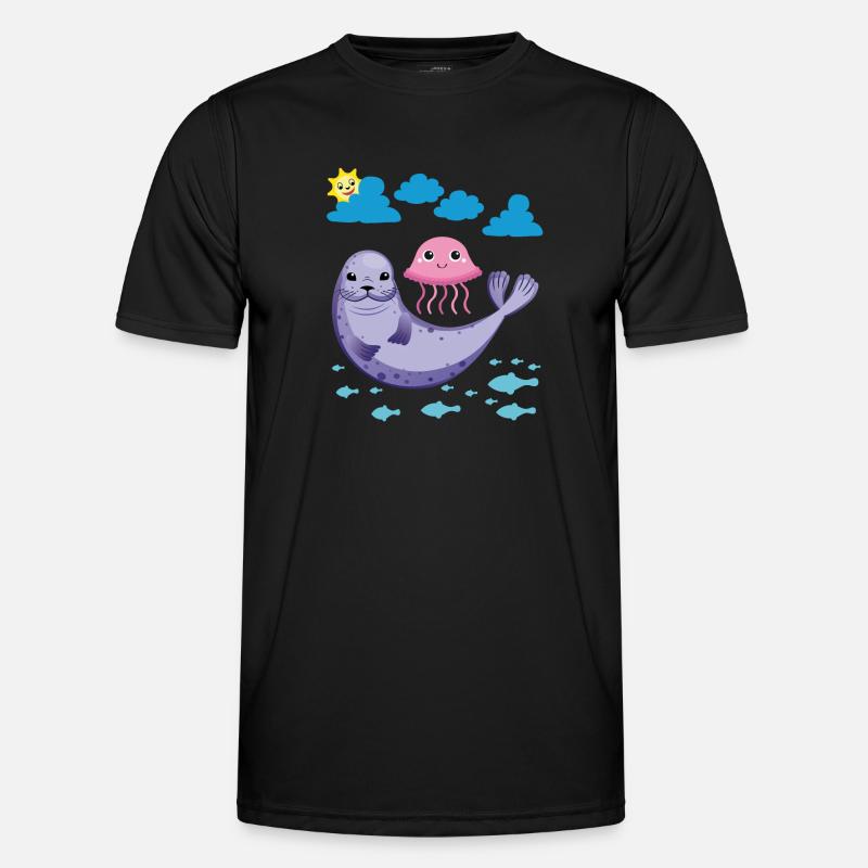 Petit phoque Méduse de poisson soleil T-shirt sport Homme