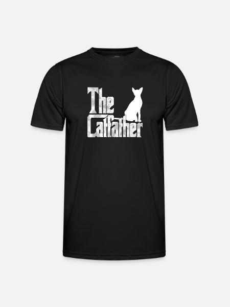 Kattefar Catfather Crazy Cat Far Kitty Daddy - Funktionsshirt til herrer - sort