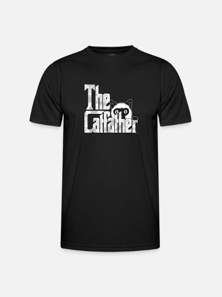 Kattefar Catfather Crazy Cat Far Kitty Daddy - Funktionsshirt til herrer - sort