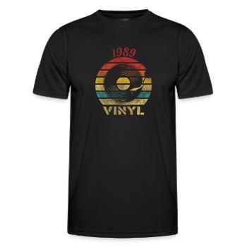 1989 Vinyle Rétro Vintage Music - T-shirt sport Homme - noir - Devant - AI Model Male 178 dark (178cm)