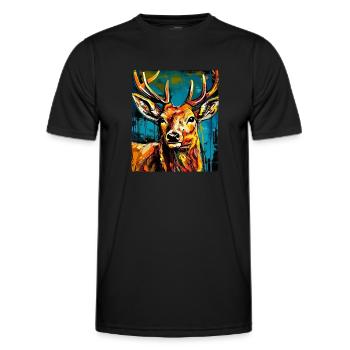 Deer Portrait - Men's Functional T-Shirt - black - Front - AI Model Male 178 dark (178cm)