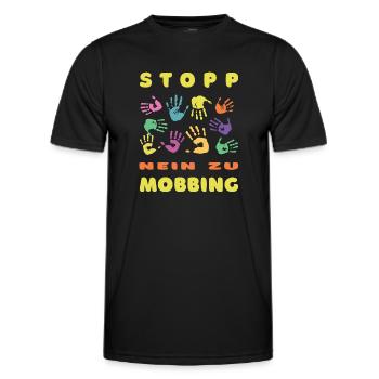 Stopp Mobbing - Nein zu Mobbing - Männer Funktions-T-Shirt - Schwarz - Vorne - AI Model Male 178 dark (178cm)
