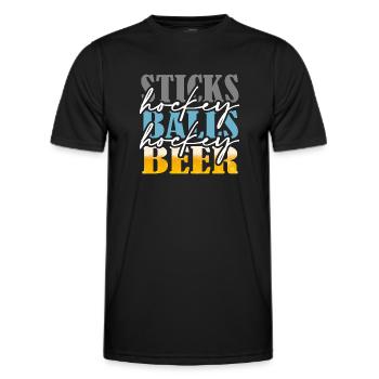Field hockey hockey players "hockey-balls" hockey team - Men's Functional T-Shirt - black - Front - AI Model Male 178 dark (178cm)
