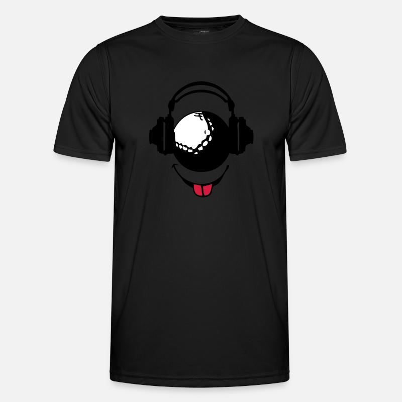 Kopfhörer Kopfhörer dj Golf smiley1 - Männer Funktions-T-Shirt - Schwarz