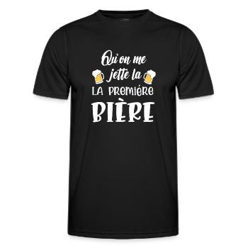 qu'on me jette la première bière - T-shirt sport Homme - noir - Devant - AI Model Male 178 dark (178cm)