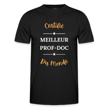 Certifié meilleur prof doc du monde - T-shirt sport Homme - noir - Devant - AI Model Male 178 dark (178cm)