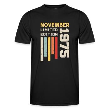 November 1975 Geburtstagsgeschenk - November 1975 - Männer Funktions-T-Shirt - Schwarz - Vorne - AI Model Male 178 dark (178cm)