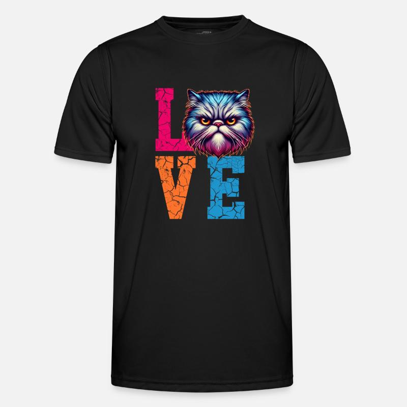 Grumpy love cat - Männer Funktions-T-Shirt - Schwarz