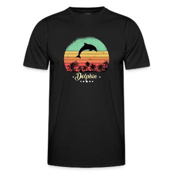 Dauphin Vintage Animaux Rétro Coucher de Soleil Créatures marines - T-shirt sport Homme - noir - Devant - AI Model Male 178 dark (178cm)
