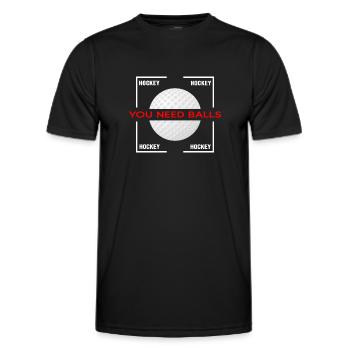 Field hockey hockey players "hockey-balls" - Men's Functional T-Shirt - black - Front - AI Model Male 178 dark (178cm)