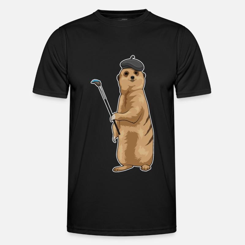 Erdmännchen Maler Pinsel - Männer Funktions-T-Shirt - Schwarz