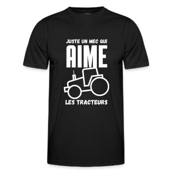 juste un mec qui aime les tracteurs - T-shirt sport Homme - noir - Devant - AI Model Male 178 dark (178cm)
