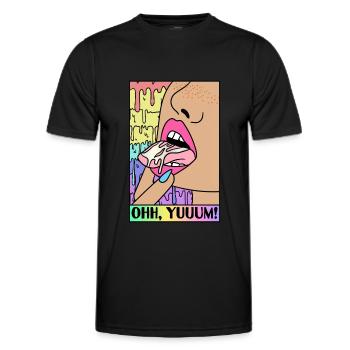 ART POP-ART ÉROTIQUE SEXY COMIC GIRL TONGUE - T-shirt sport Homme - noir - Devant - AI Model Male 178 dark (178cm)