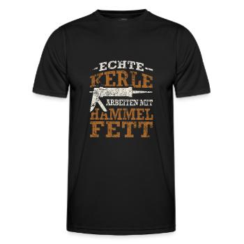 Fließenleger Silikon Hammelfett Spruch Geschenk - Männer Funktions-T-Shirt - Schwarz - Vorne - AI Model Male 178 dark (178cm)