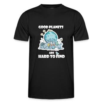Good Planets are hard to find | Climate protection - Men's Functional T-Shirt - black - Front - AI Model Male 178 dark (178cm)