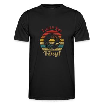 I call it Love Vinyl Retro Vintage Music - Männer Funktions-T-Shirt - Schwarz - Vorne - AI Model Male 178 dark (178cm)