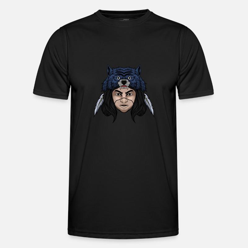 Wolf - Männer Funktions-T-Shirt - Schwarz