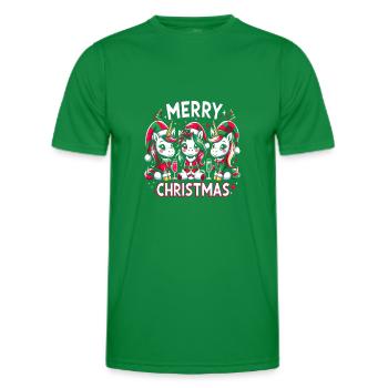 Licornes mignonnes souhaitent un joyeux Noël - Festive - T-shirt sport Homme - vert - Devant - AI Model Male 178 dark (178cm)