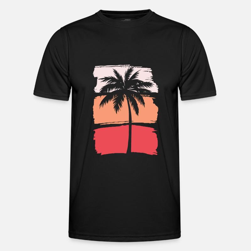 Palme Silhouette - Männer Funktions-T-Shirt - Schwarz