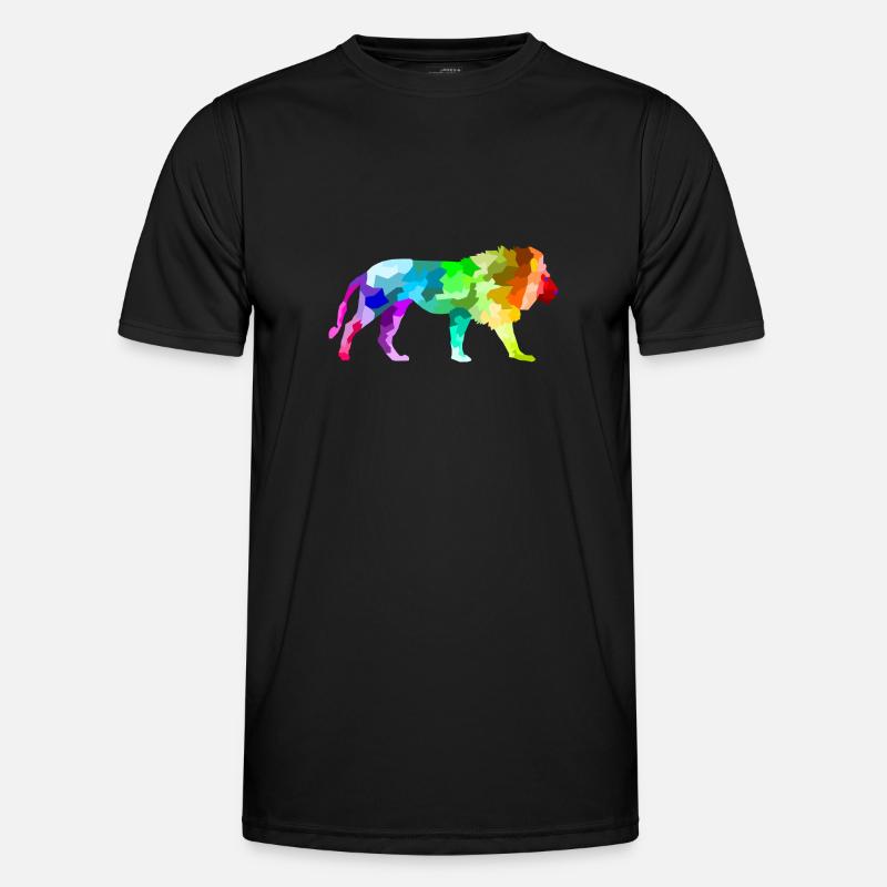 Bunter Regenbogen Löwe Polygon Tiere Männer Funktions-T-Shirt
