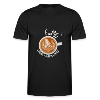 E=MC² Energie= Milch x Kaffee² - Männer Funktions-T-Shirt - Schwarz - Vorne - AI Model Male 178 dark (178cm)