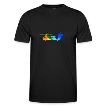 Doppel Helikopter Regenbogen Flugzeuge - Männer Funktions-T-Shirt - Schwarz - Vorne - AI Model Male 178 dark (178cm)