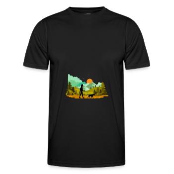 Wandern mit Hund Wald Natur - Männer Funktions-T-Shirt - Schwarz - Vorne - AI Model Male 178 dark (178cm)