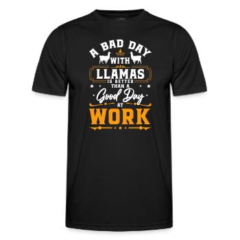 Lama bête de somme fourrure Andes - T-shirt sport Homme - noir - Devant - AI Model Male 178 dark (178cm)