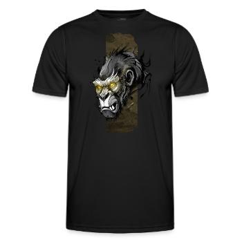 Majestic Silverback: Gaze of Gold - Men's Functional T-Shirt - black - Front - AI Model Male 178 dark (178cm)