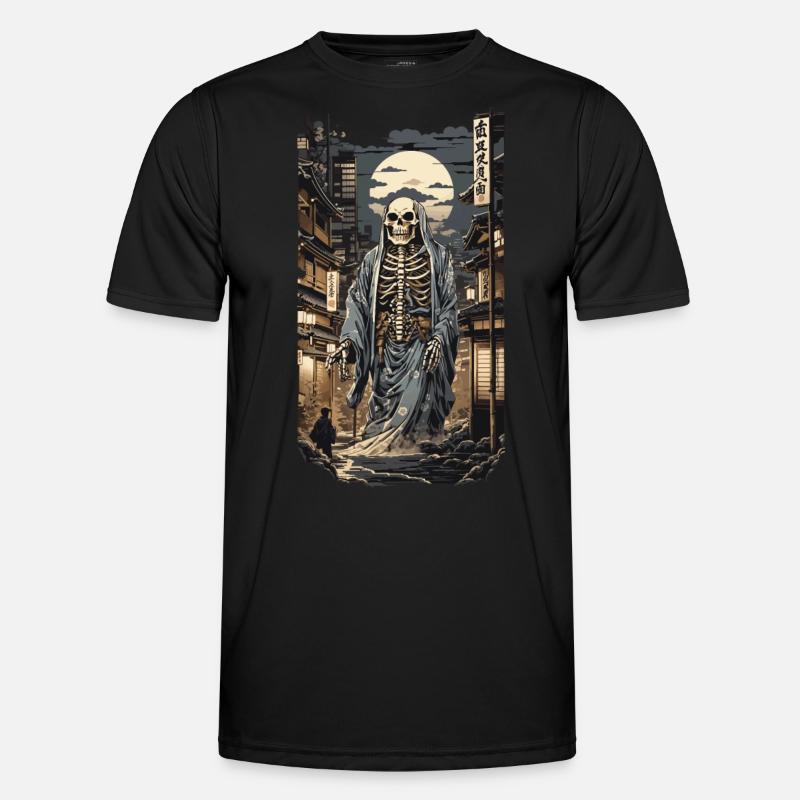 Ukiyo-E Yokai Scheletro Demone Edo Design Vintage - Maglietta sportiva per uomo - nero