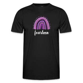 Arc-en-ciel violet Quatorze ans 14e anniversaire - T-shirt sport Homme - noir - Devant - AI Model Male 178 dark (178cm)