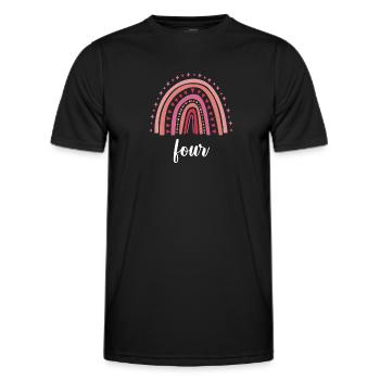 Rot Regenbogen Vier Jahre 4. Geburtstag - Männer Funktions-T-Shirt - Schwarz - Vorne - AI Model Male 178 dark (178cm)