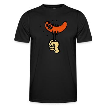 funny BBQ cartoon sausage drawing party - Men's Functional T-Shirt - black - Front - AI Model Male 178 dark (178cm)