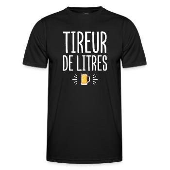 Tireur de litres cadeau humour alcool bière homme - T-shirt sport Homme - noir - Devant - AI Model Male 178 dark (178cm)
