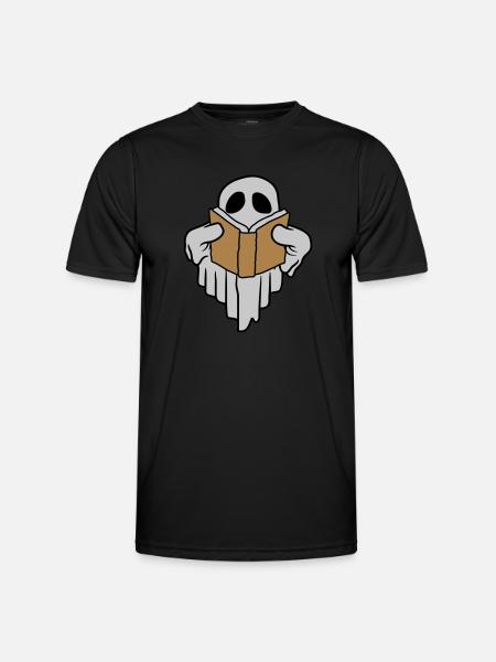 Book-reading funny ghost - Men's Functional T-Shirt - black