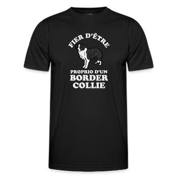 Chien de race border collie 2 - T-shirt sport Homme - noir - Devant - AI Model Male 178 dark (178cm)