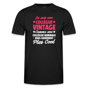 je suis une collègue vintage / cadeau collègue - T-shirt sport Homme - noir - Devant - AI Model Male 178 dark (178cm)