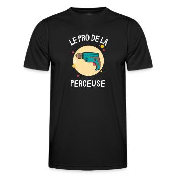 Pro de la perceuse - T-shirt sport Homme - noir - Devant - AI Model Male 178 dark (178cm)