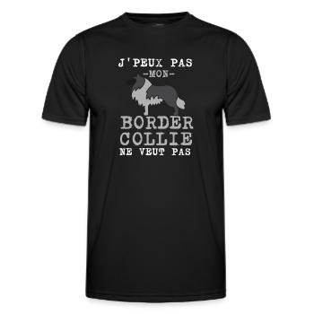 Chien de race border collie - T-shirt sport Homme - noir - Devant - AI Model Male 178 dark (178cm)