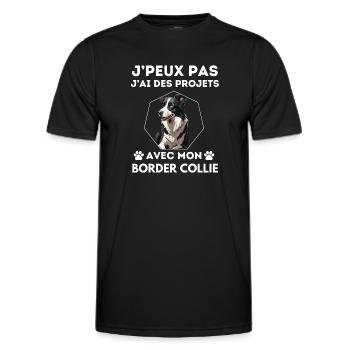 chien doux border collie 3 - T-shirt sport Homme - noir - Devant - AI Model Male 178 dark (178cm)