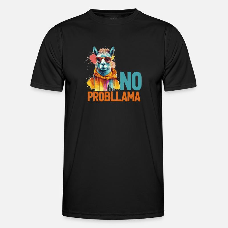 Kein Problem, Lama - Männer Funktions-T-Shirt - Schwarz