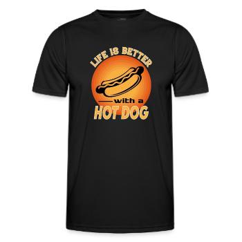 Hot Dog Fast Food essen Life is better - Men's Functional T-Shirt - black - Front - AI Model Male 178 dark (178cm)