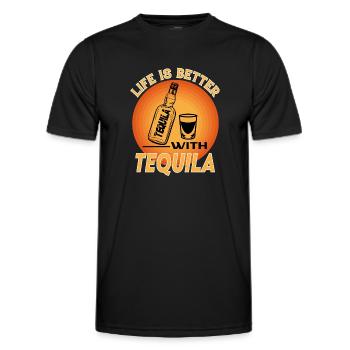 Tequila Alkohol Alcohol Saufen Life is Better - Männer Funktions-T-Shirt - Schwarz - Vorne - AI Model Male 178 dark (178cm)