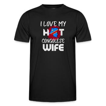 Funny I Love My Hot Congolese Wife Husband - Männer Funktions-T-Shirt - Schwarz - Vorne - AI Model Male 178 dark (178cm)