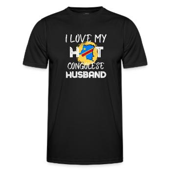 Funny Congolese Husband Congo Proud Wife - Männer Funktions-T-Shirt - Schwarz - Vorne - AI Model Male 178 dark (178cm)