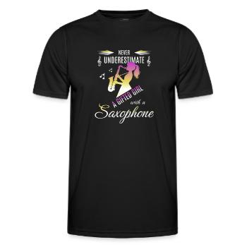 Saxophone Girl Saxophone Player Gift - Men's Functional T-Shirt - black - Front - AI Model Male 178 dark (178cm)