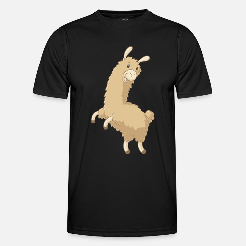 Springendes Comic Alpaka - Männer Funktions-T-Shirt - Schwarz