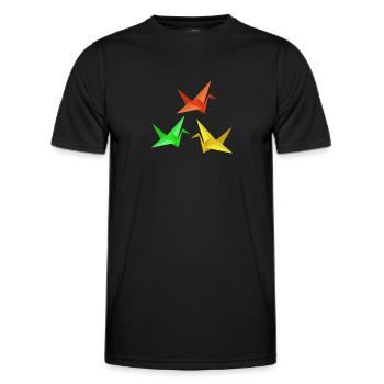 Grue en papier Origami japonais - T-shirt sport Homme - noir - Devant - AI Model Male 178 dark (178cm)