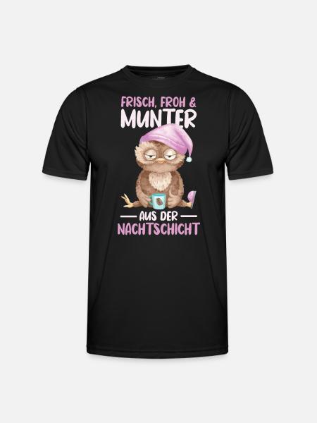 Eule Nachtschicht Schichtarbeiter - Männer Funktions-T-Shirt - Schwarz