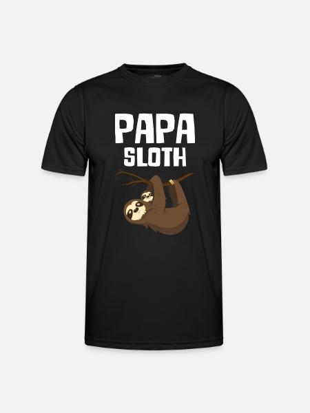Papa Sloth - Männer Funktions-T-Shirt - Schwarz